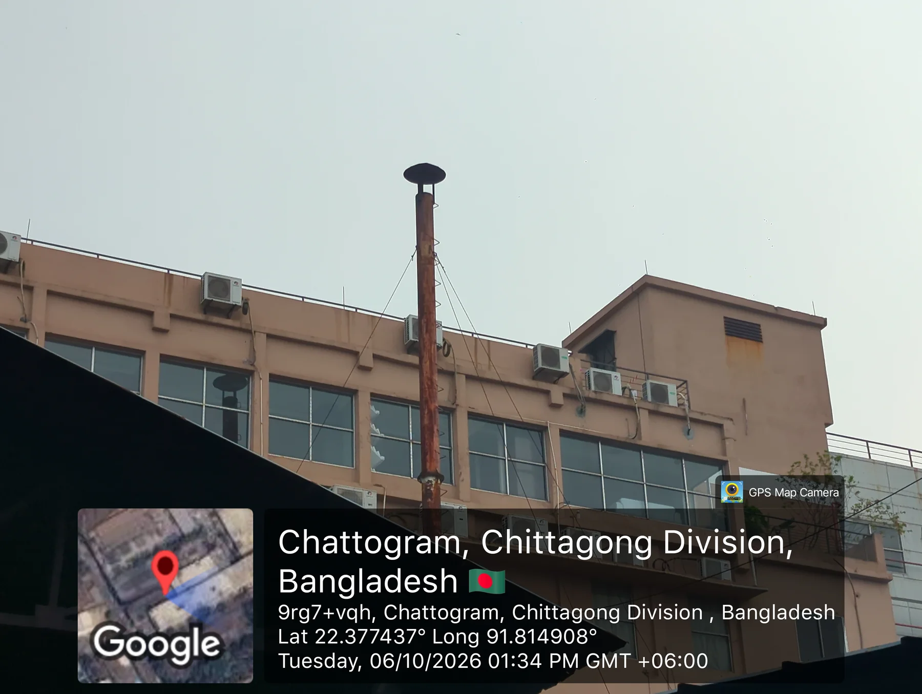 Factory building and chimney at J.M. Industries Limited.